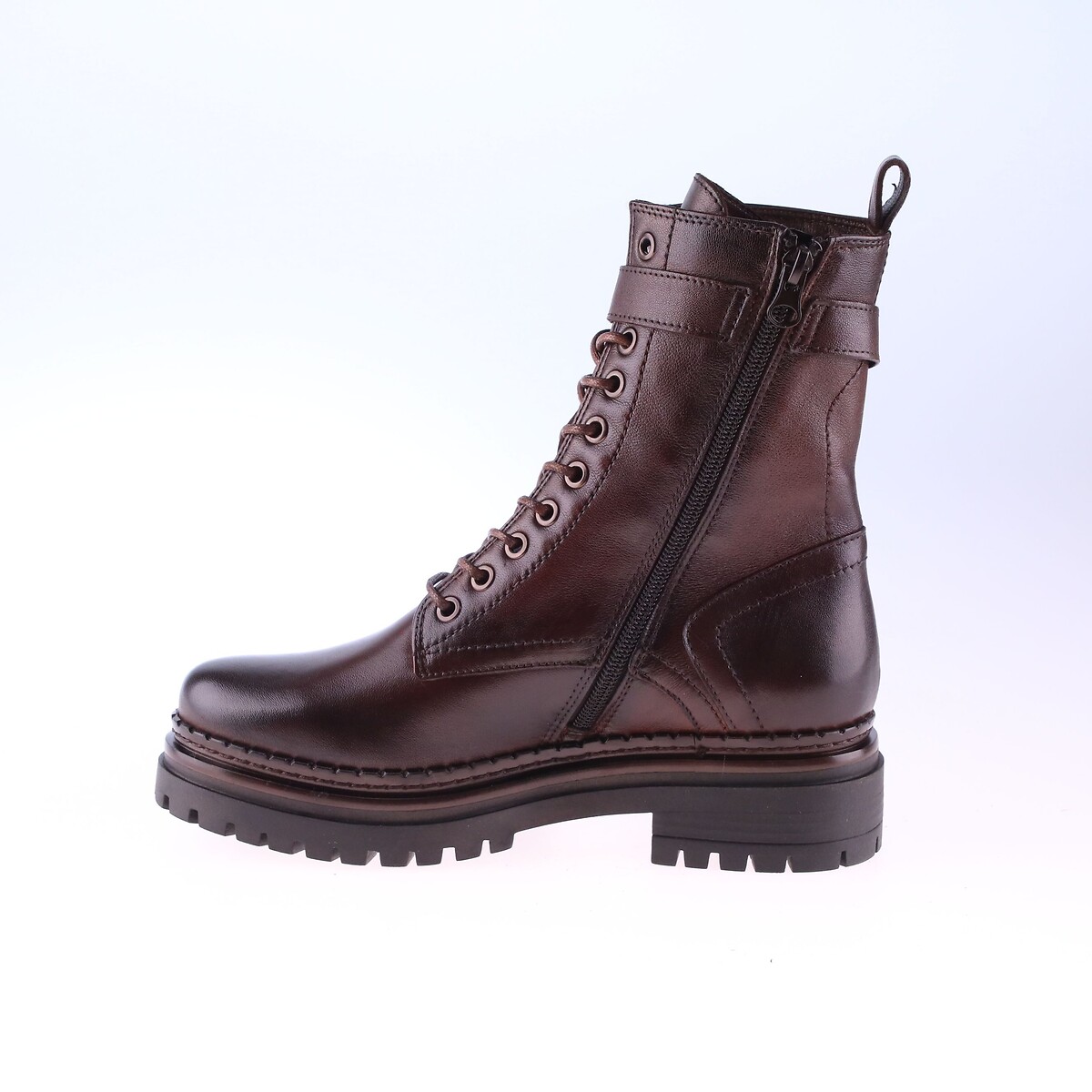 Boots lacées en cuir chocolat, MJUS