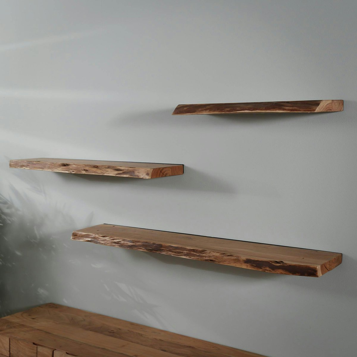 Etagère murale planche bois massif 120 cm MELBOURNE bois naturel, PIER IMPORT