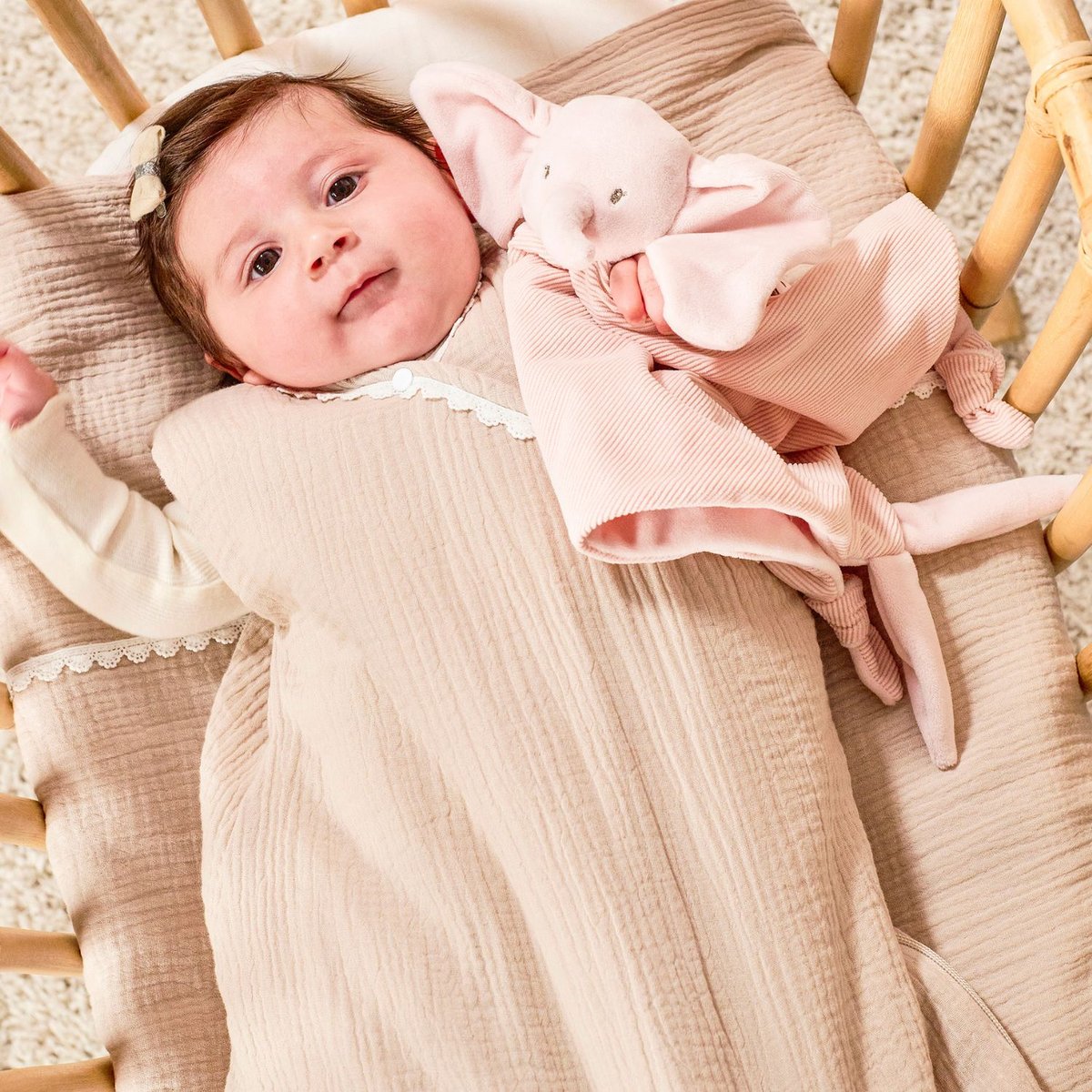 Gigoteuse en gaze de coton beige, écru, NATTOU