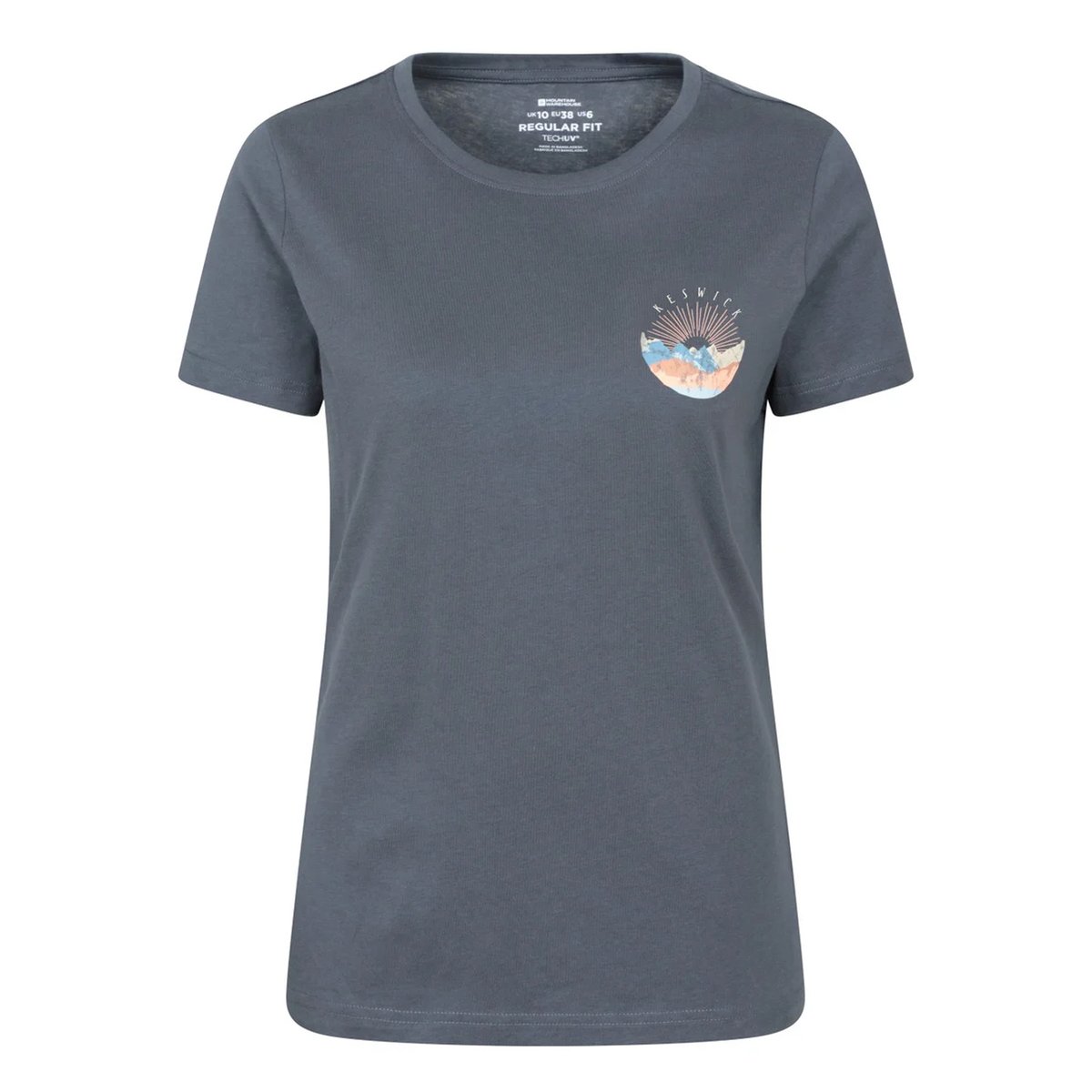 T-shirt en coton bio motif/style imprimé sur poitrine KESWICK bleu marine, MOUNTAIN WAREHOUSE