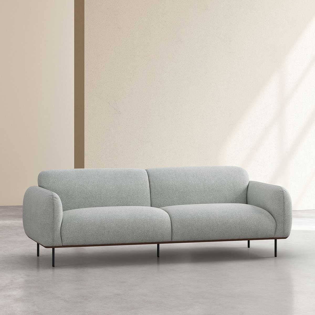 Canapé fixe polyester LARIMAR gris, HABITAT