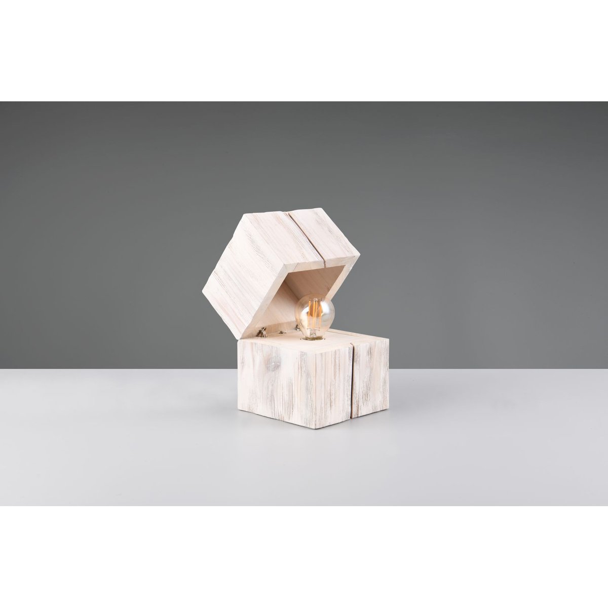 Lampe design en bois vintage, TRESOR blanc, TRIO