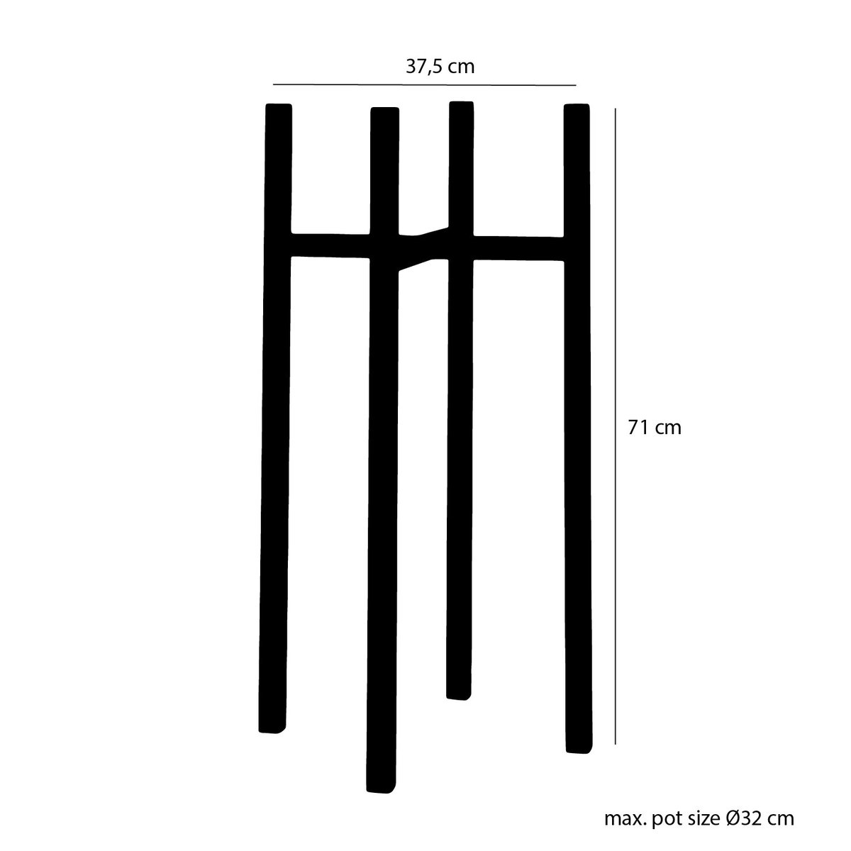 Support pour plantes H71 cm ASCOT XL noir, MICA DECORATIONS