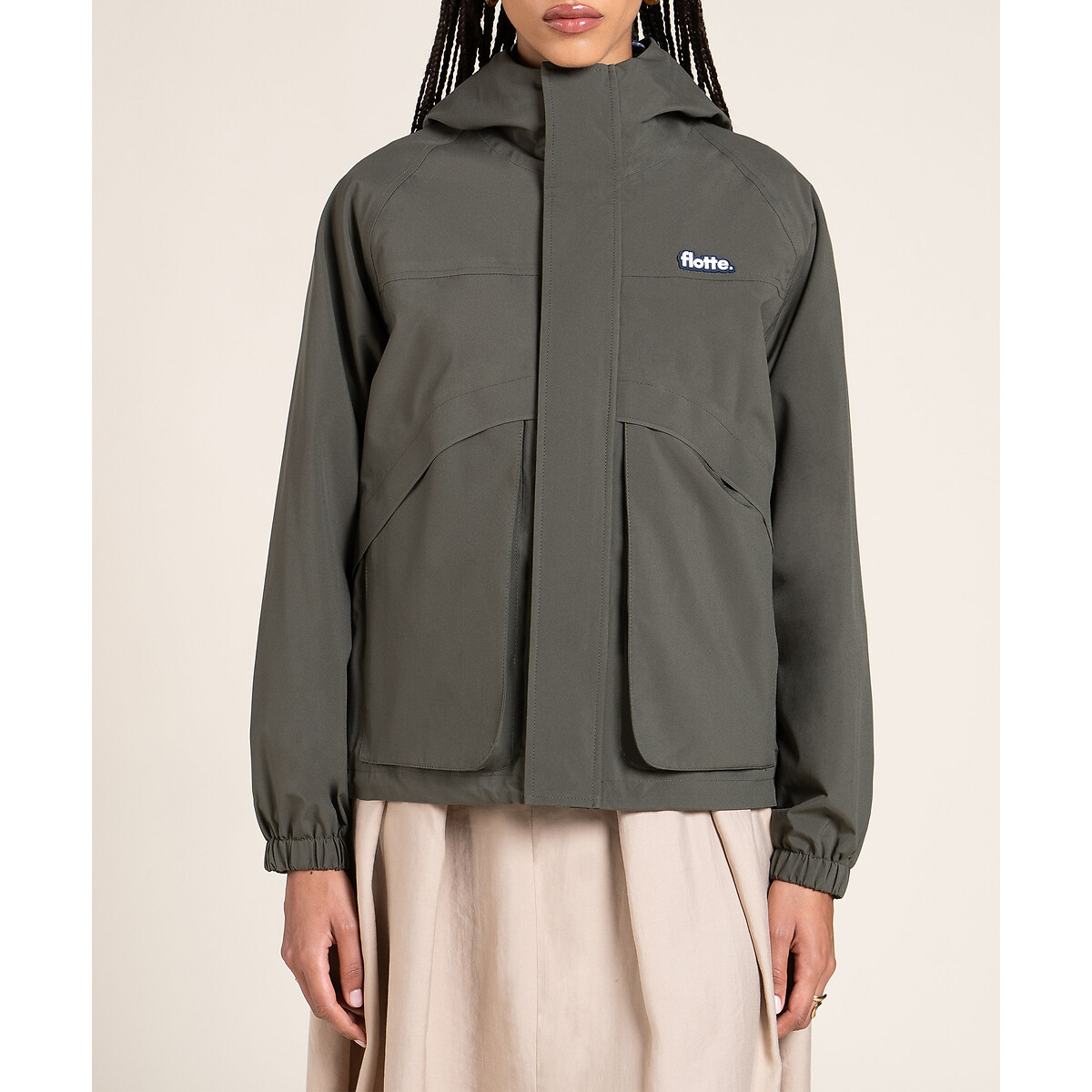 Veste coupe vent à capuche, BREGUET kaki, FLOTTE