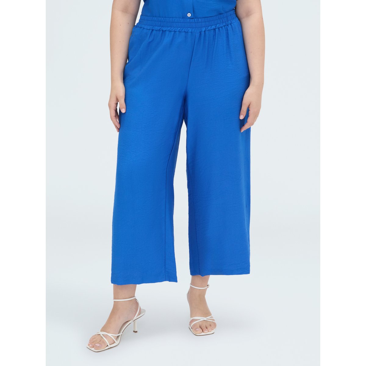 Pantalon court en viscose bleuet, FIORELLA RUBINO