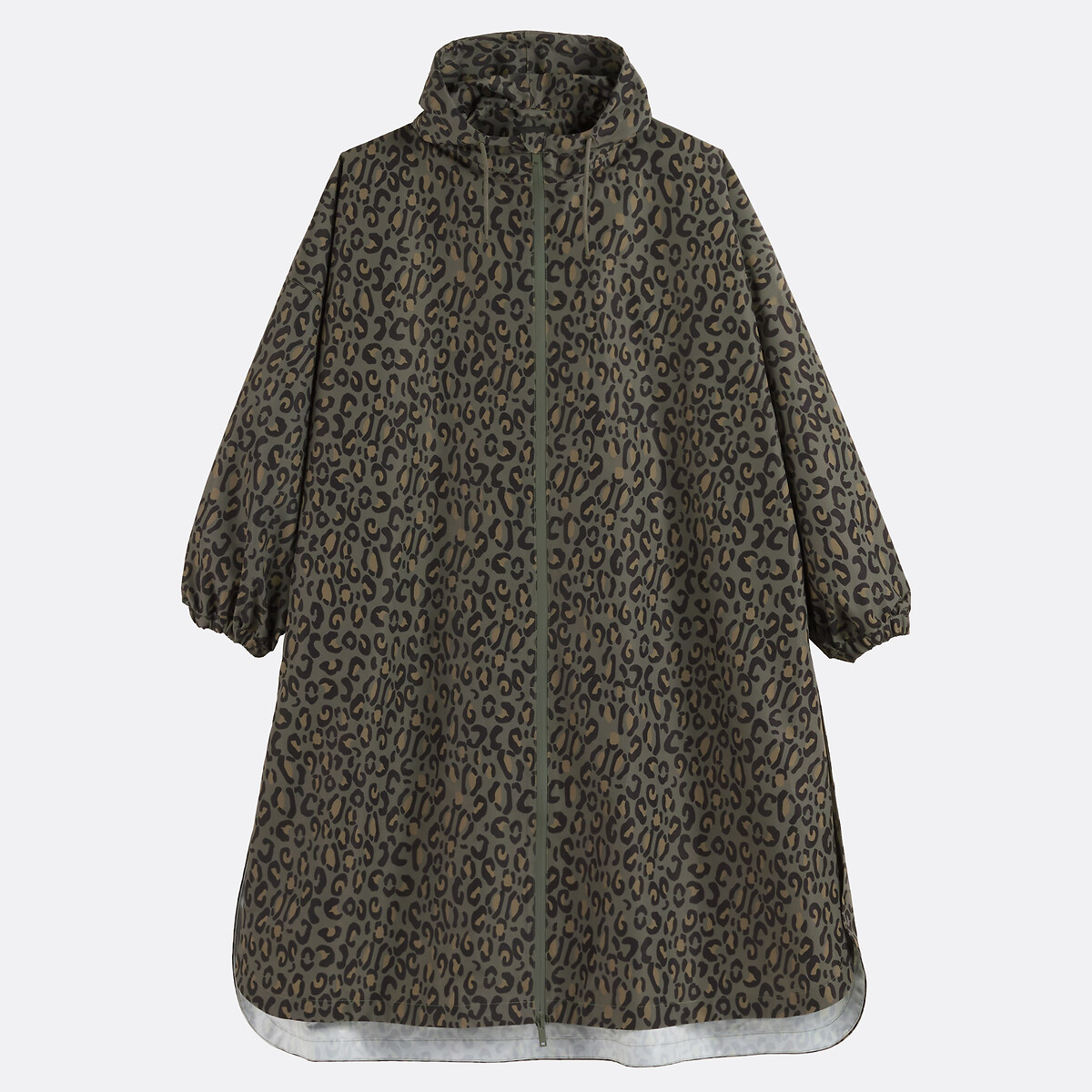 Coupe-vent oversize maxi long imprimé à capuche imprimé léopard/noir, LA REDOUTE COLLECTIONS