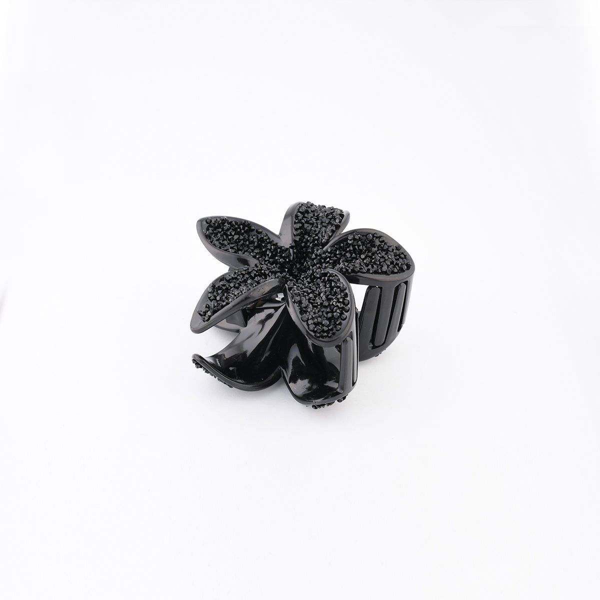 Pince à cheveux fleur noire à strass noir, BALABOOSTE