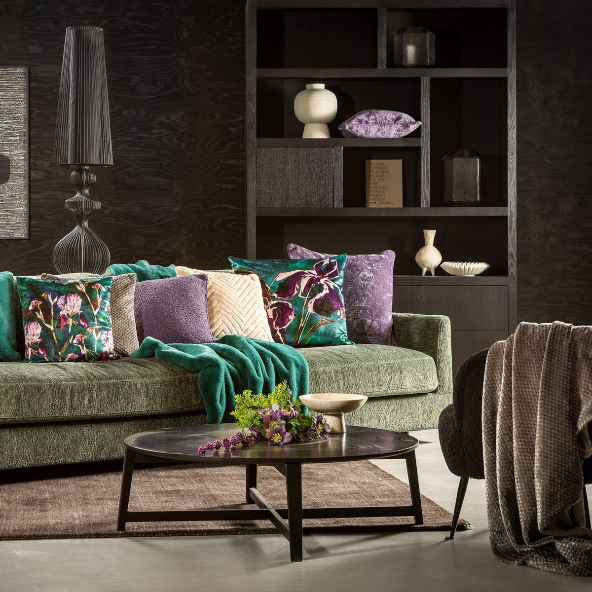 Coussin Vanessa vert foncé, DUTCH DECOR