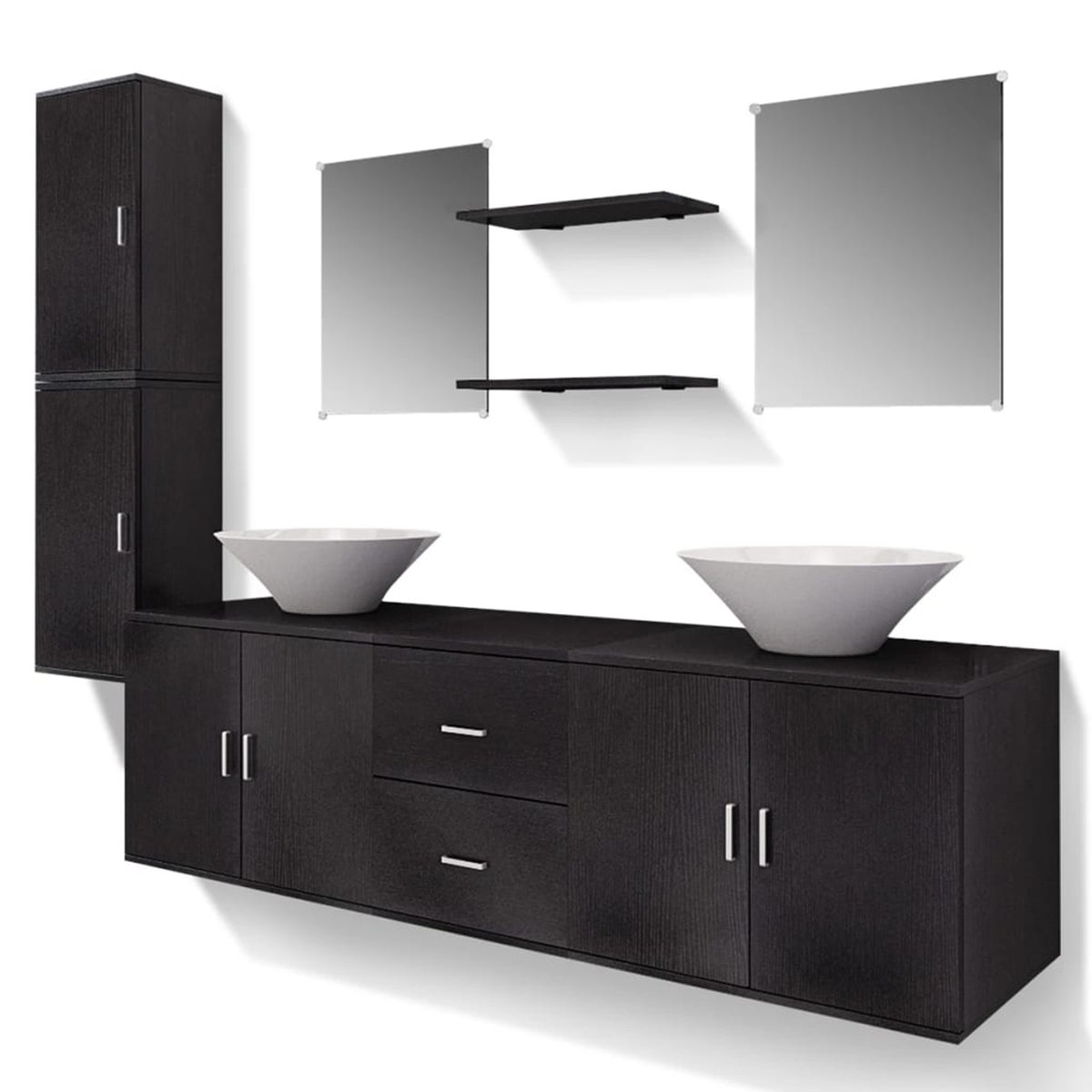 Ensemble de meubles de salle de bain noir, HOME MAISON
