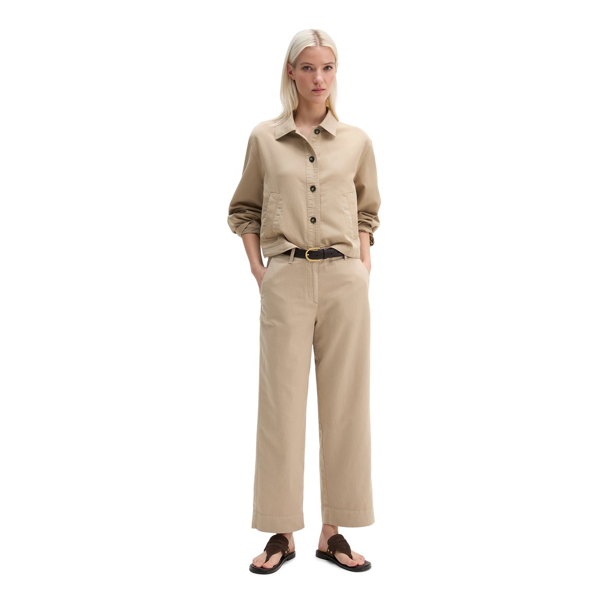 Veste d'intérieur A-Shape en mélange de coton organique, de lyocell et de lin marron, MARC O'POLO
