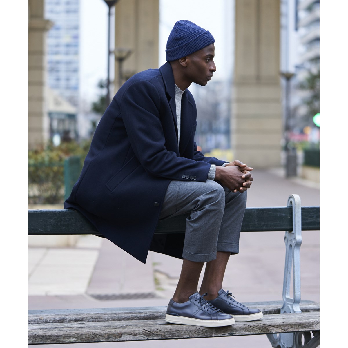 Sneakers cuir RIVA gris, FINSBURY