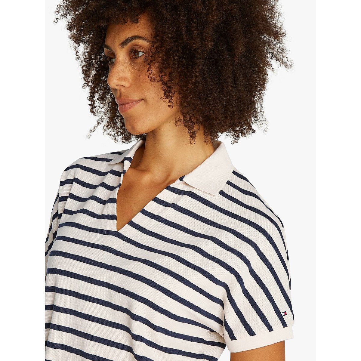 Loose Fit Polo Shirt with Short Sleeves white/navy, TOMMY HILFIGER