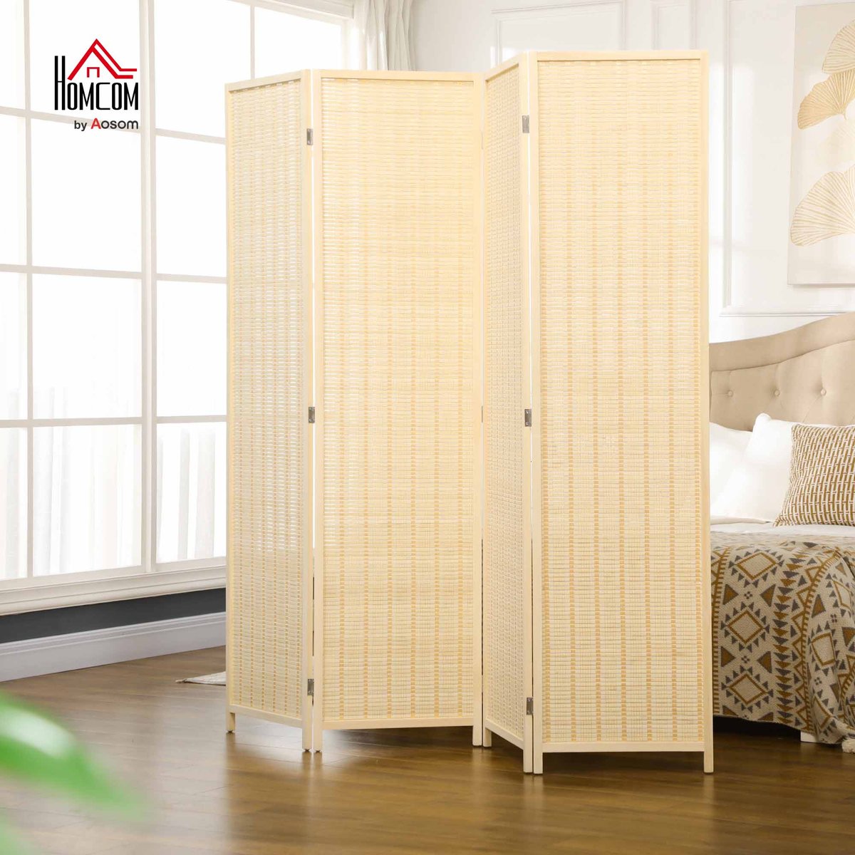 Cloison de séparation Bambou Marron beige, HOMCOM