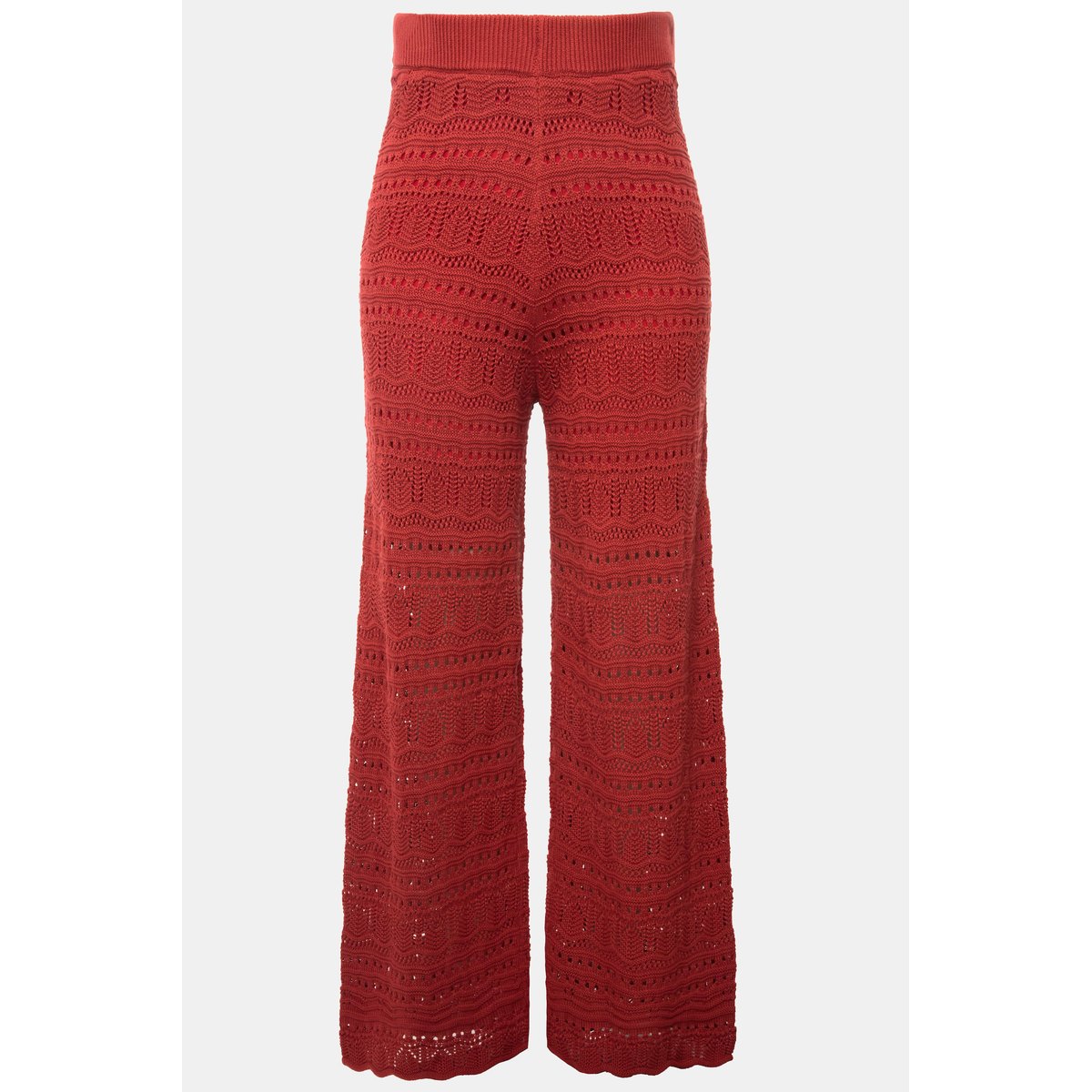 Pantalon en maille ajourée à coupe large rouge brique, STUDIO UNTOLD