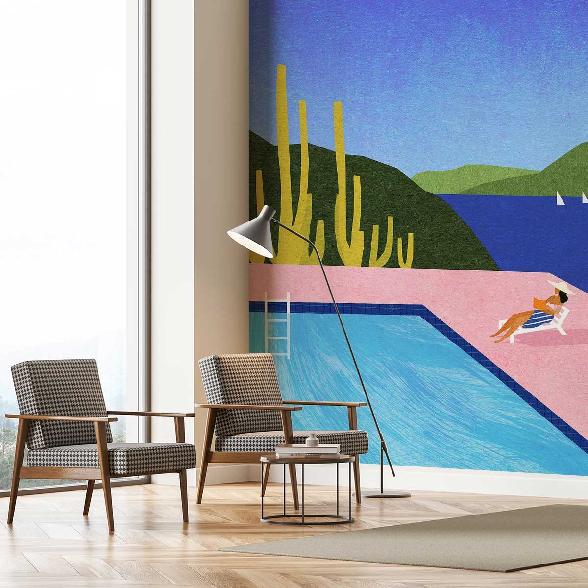 Papier peint au bord de la piscine intissé, HEXOA