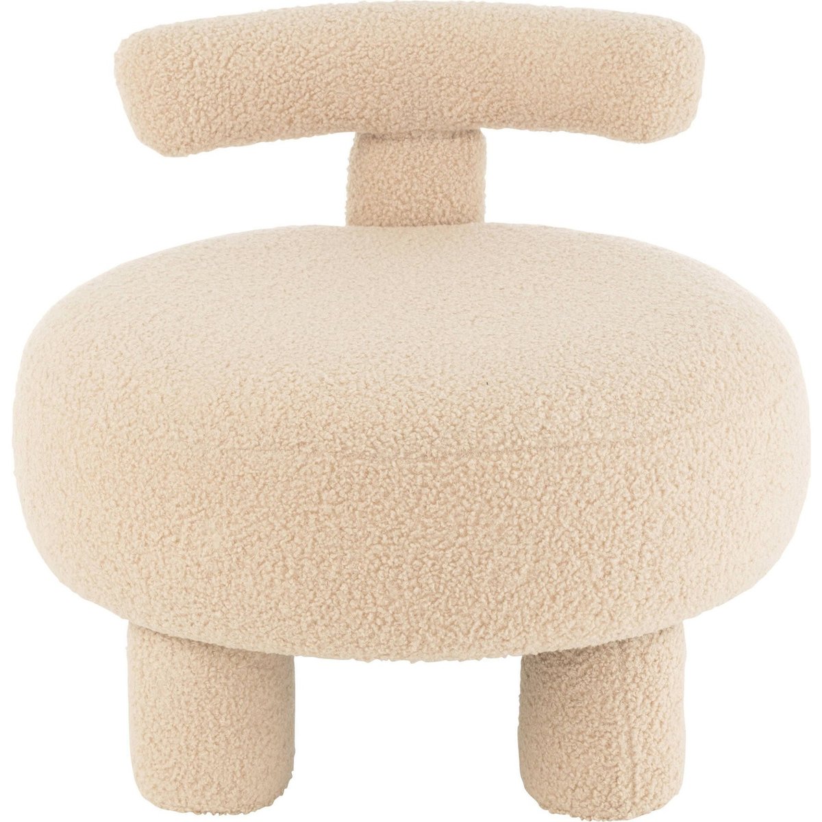 Pouf rond en coton bouclé avec dossier beige bouclé chaud, RECOLLECTION