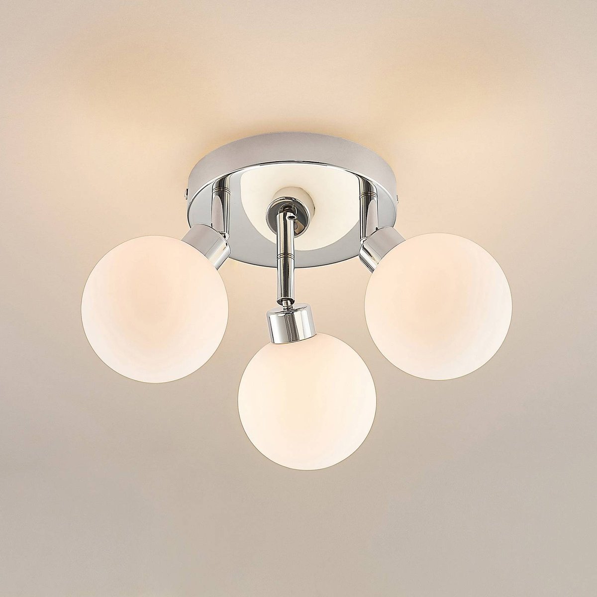 Plafonnier en métal moderne, Zaniba chrome, LINDBY