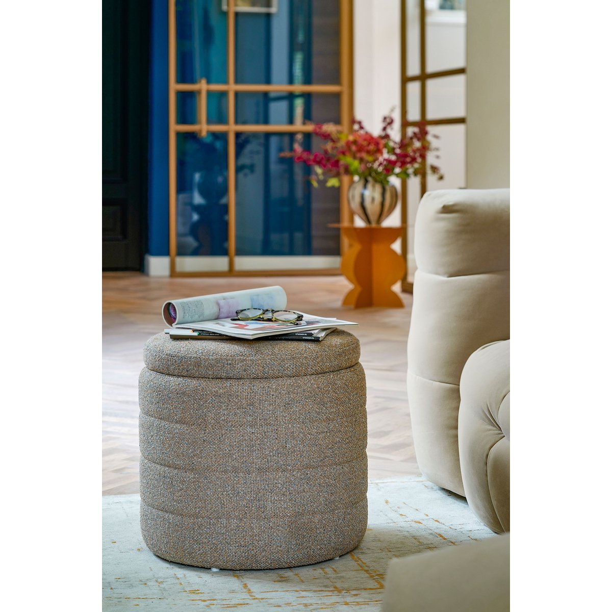 Pouf de rangement ELVYN beige, MICA DECORATIONS