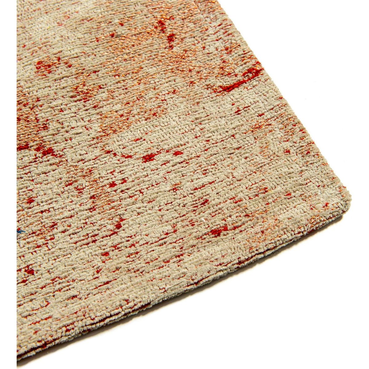 Tapis rectangulaire, Dorsoduro rouge ocre patiné sur fond écru, RECOLLECTION