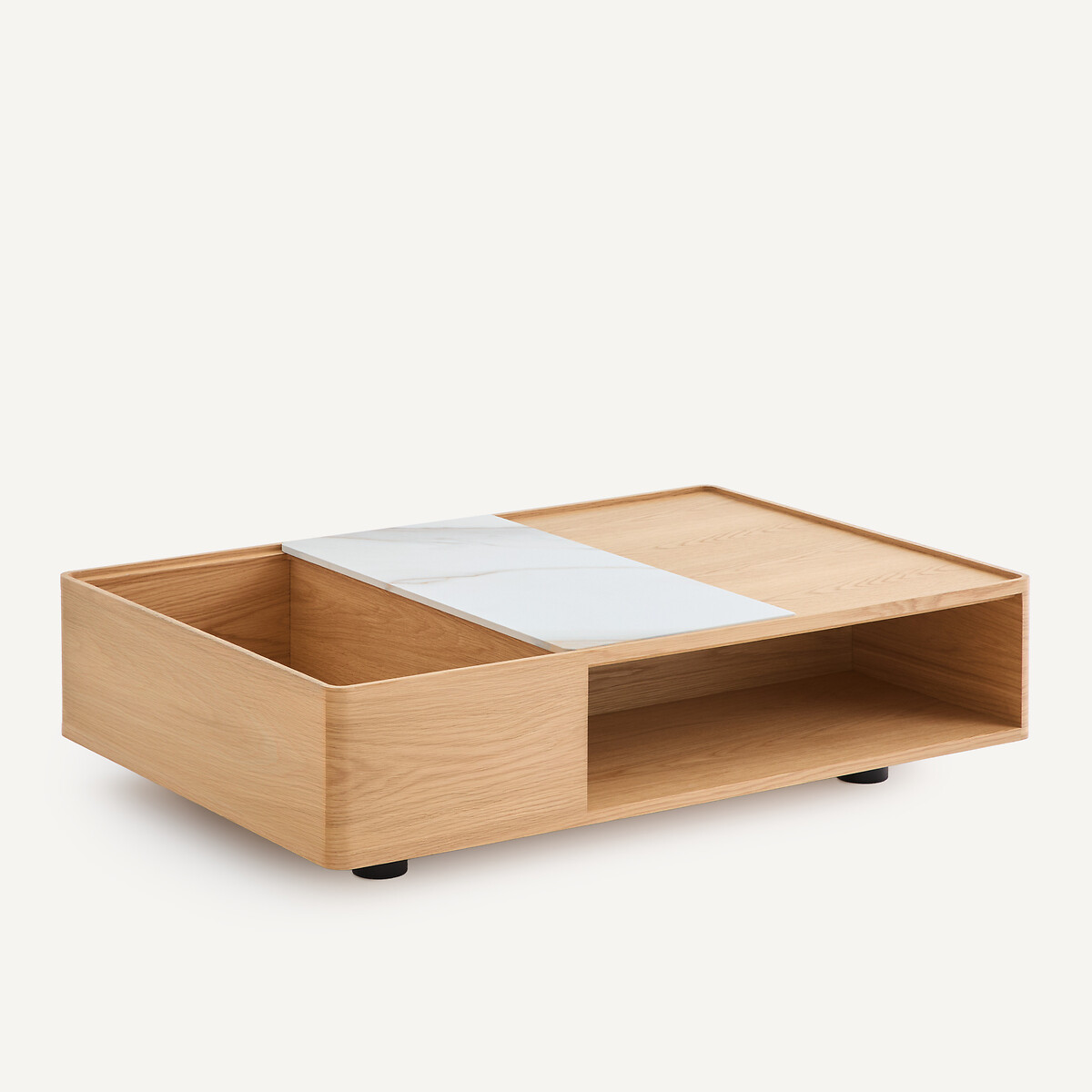 Mesa de centro de chapa de roble y cerámica, CUADRO, diseño de Emmanuel Gallina roble natural, AM.PM X EMMANUEL GALLINA