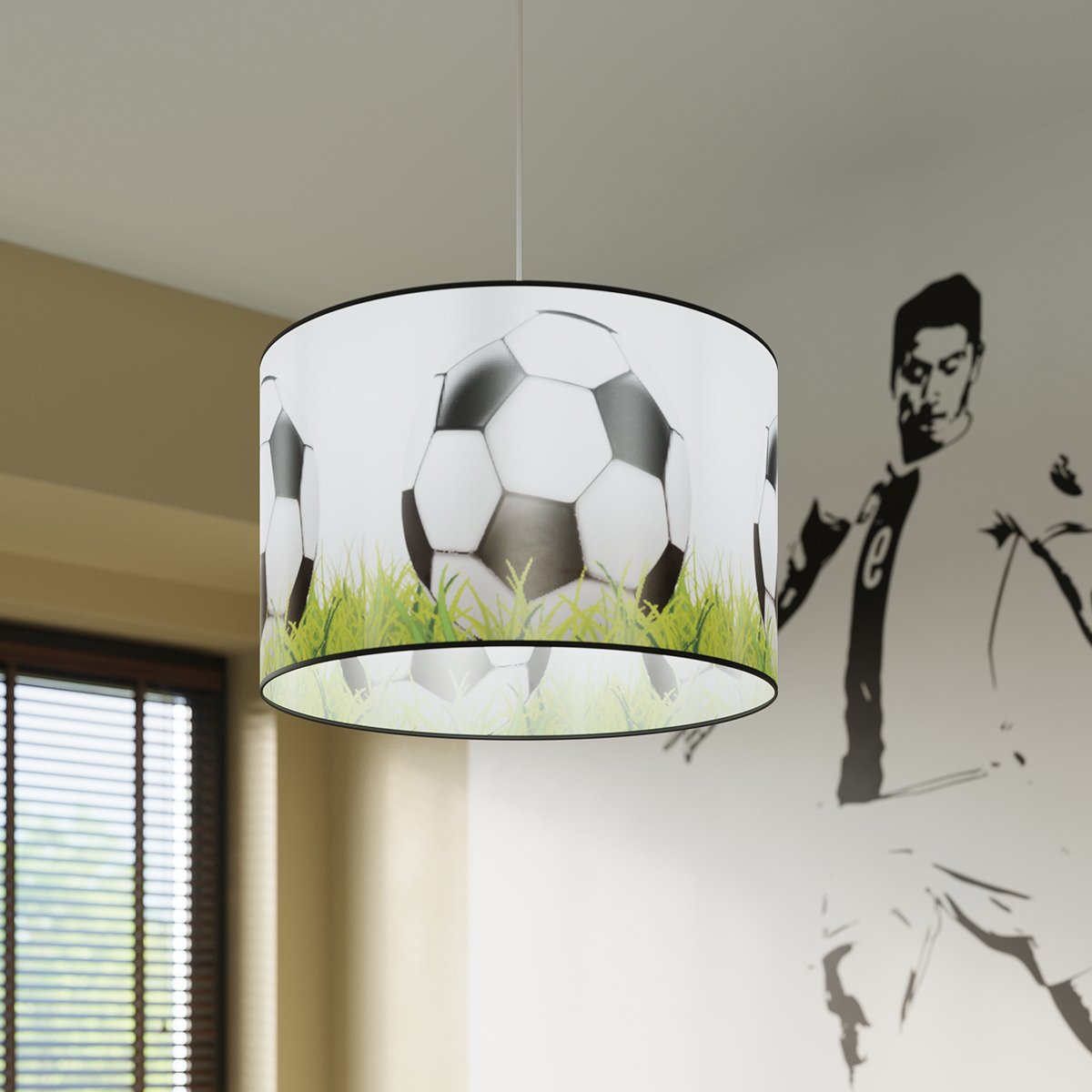Suspension PVC Blanc/noir/vert E27 1 Football C40 blanc, EDEN