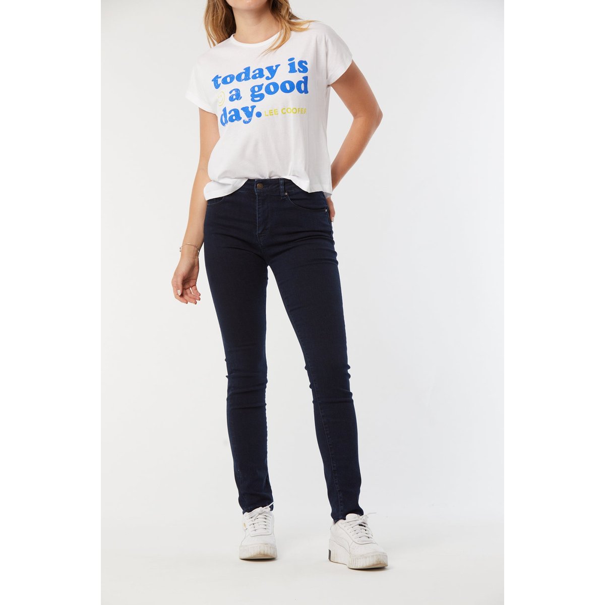 Jean coton slim LC135 bleu marine, LEE COOPER