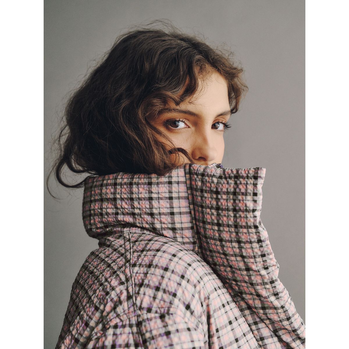 Veste courte rembourrée rose à carreaux, NEXT