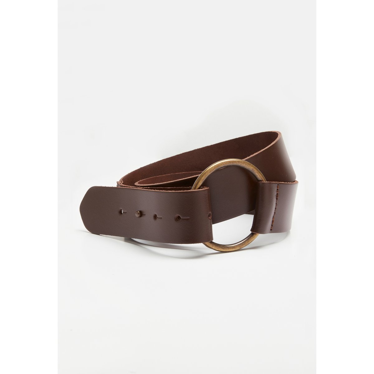 Ceinture cuir à large boucle marron, DAMART