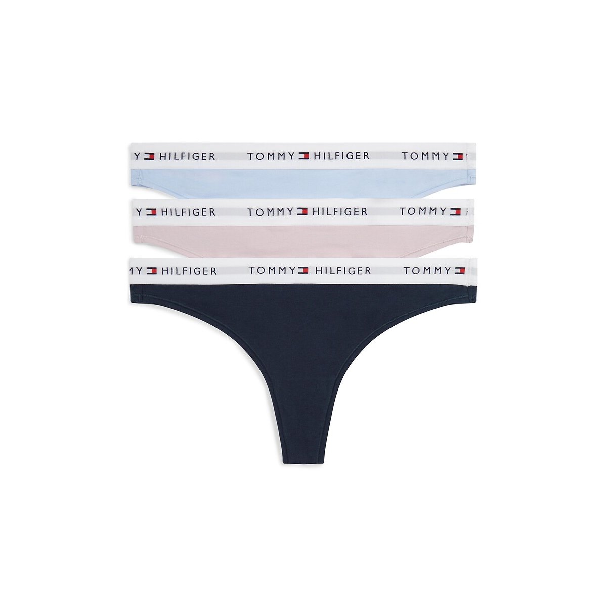 Set van 3 strings Essentials zwart + lichtroze + lichtblauw, TOMMY HILFIGER