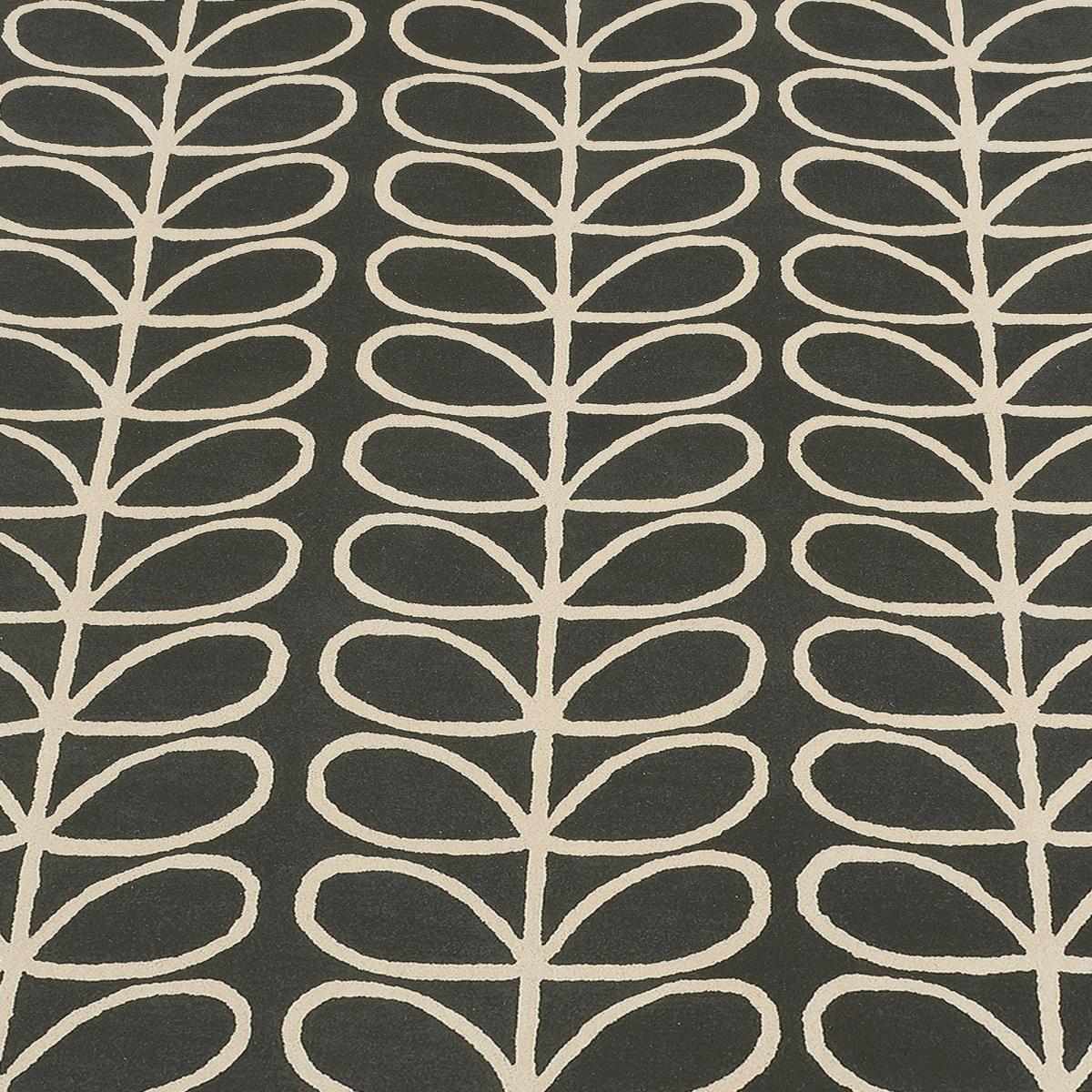 Tapis salon et chambre fait à la main en laine motif seventies STEM noir, écru, UN AMOUR DE TAPIS