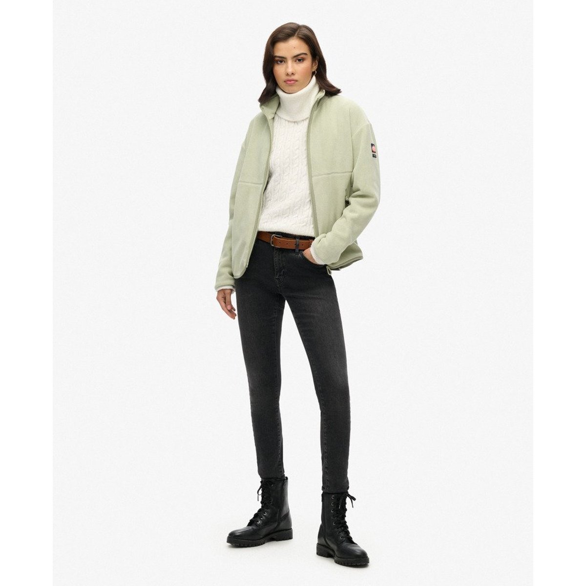 Veste polaire Active entièrement zippée sauge poussiéreuse, SUPERDRY