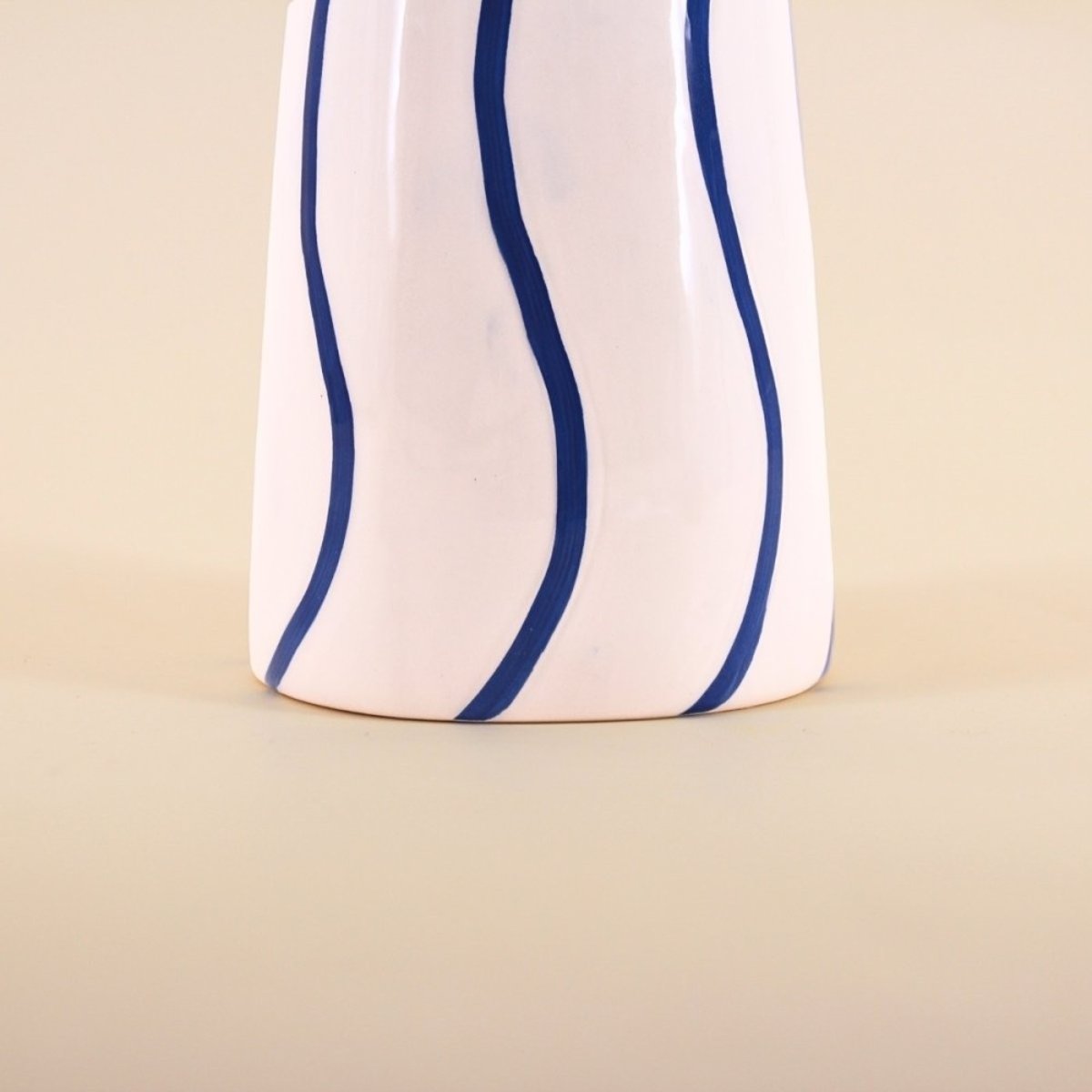 Bougeoir en céramique rayé 18cm bleu, ORNAMI