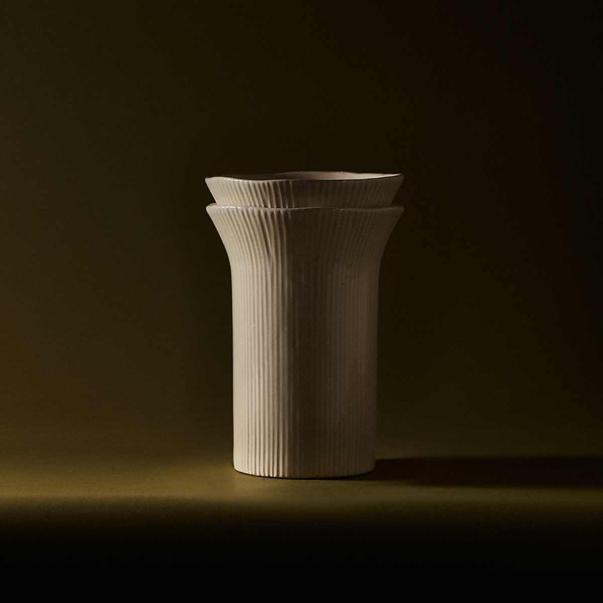 Vase décoratif en grès H22 GROW blanc, SIA DECO