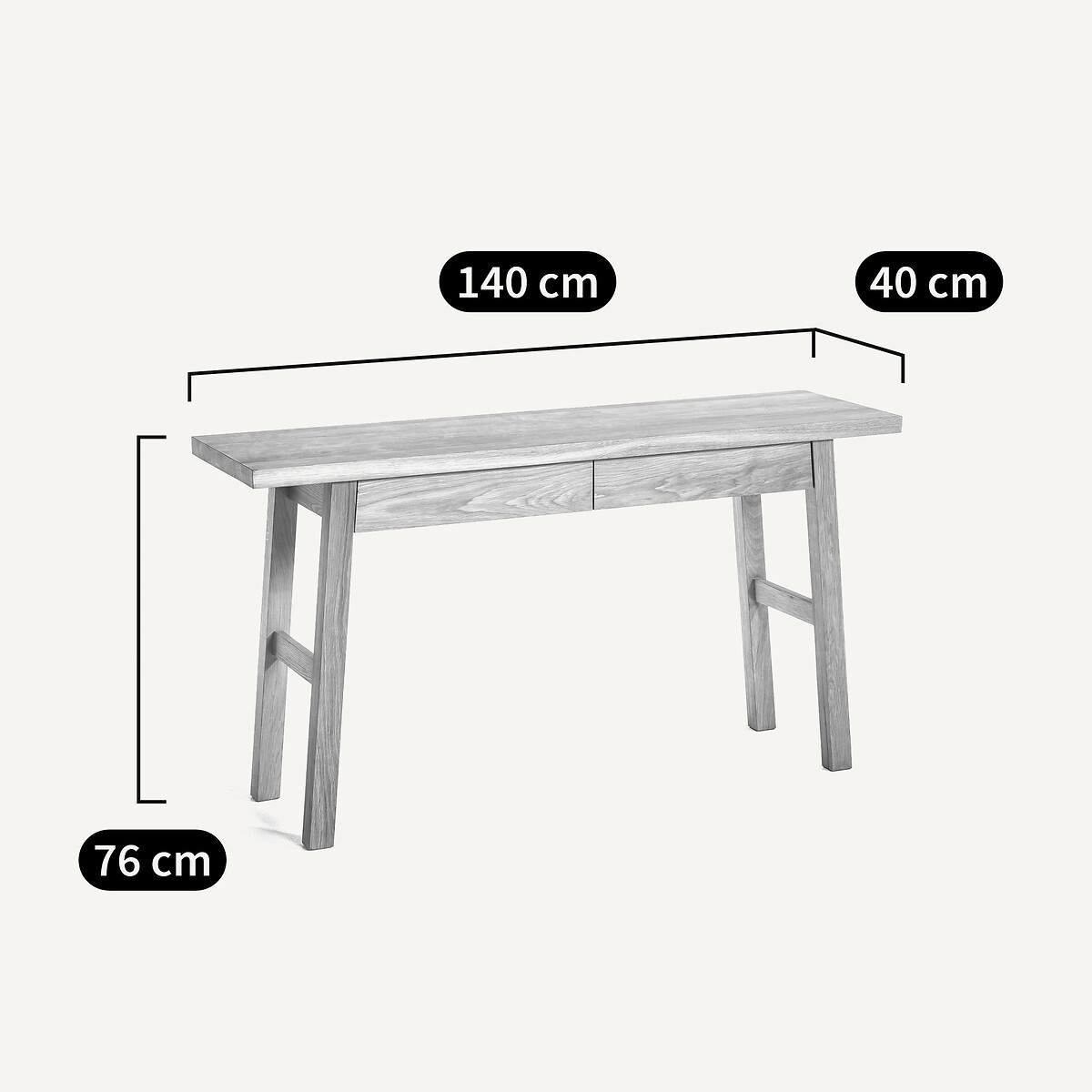 Liu Solid Oak Console Desk natural oak, AM.PM