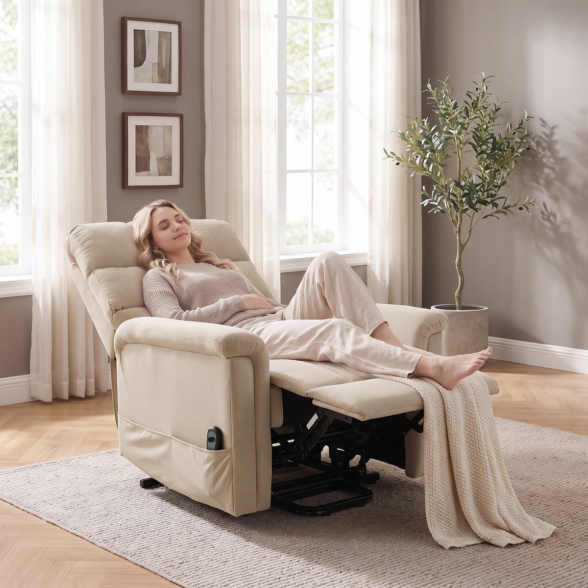 Fauteuil releveur électrique Velours (100 % marron, HOMCOM