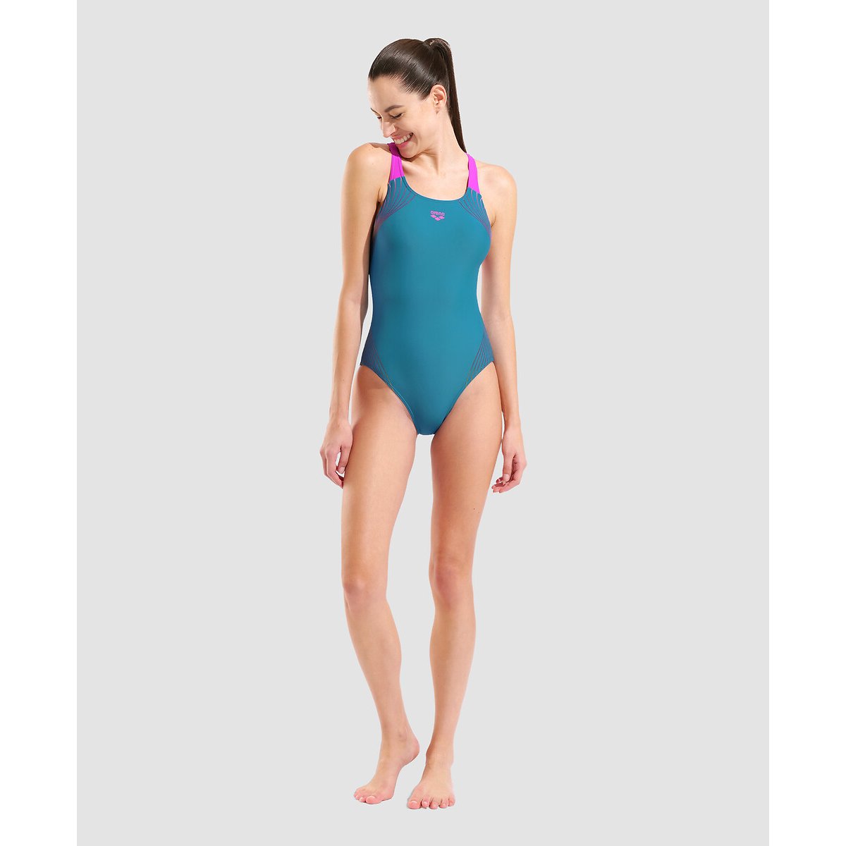 Maillot de bain NUANCE dos swim pro bleu/rose, ARENA