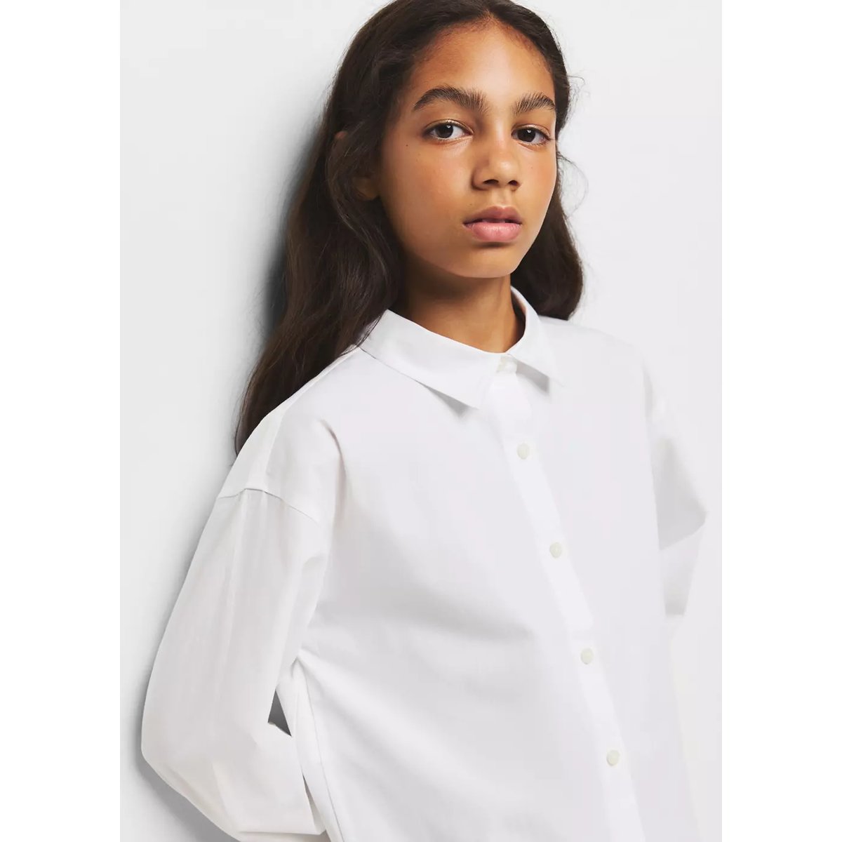 Chemise coton col classique blanc, MANGO KIDS