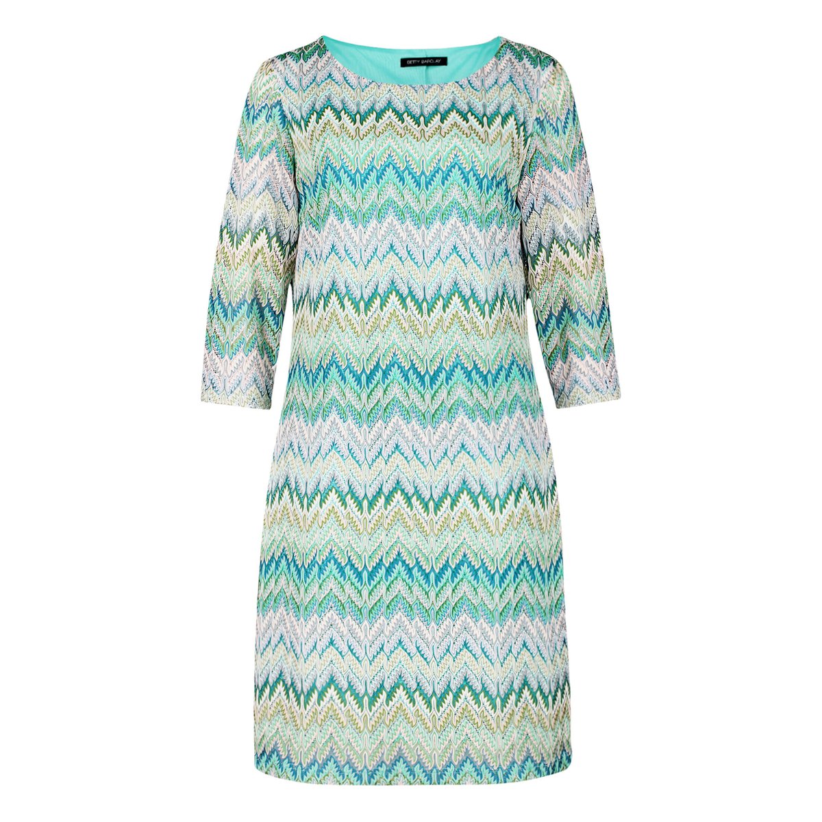 Robe droite à manches 3/4 kaki/bleu, BETTY BARCLAY