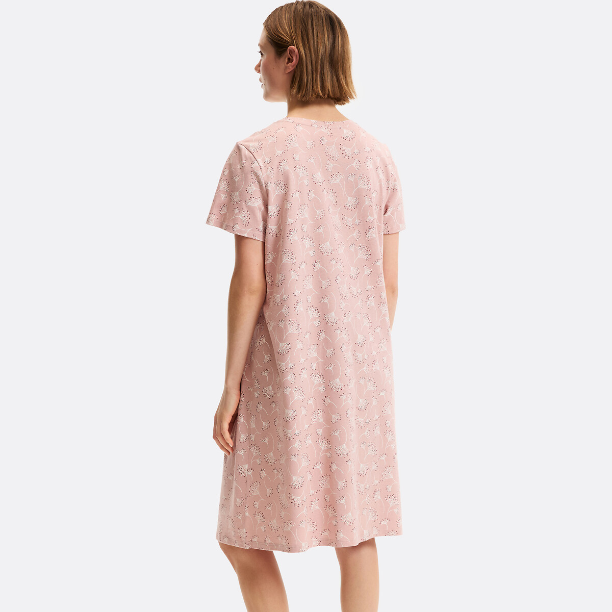 Chemise de nuit imprimée en coton, manches courtes imprimé fleuri, ANNE WEYBURN