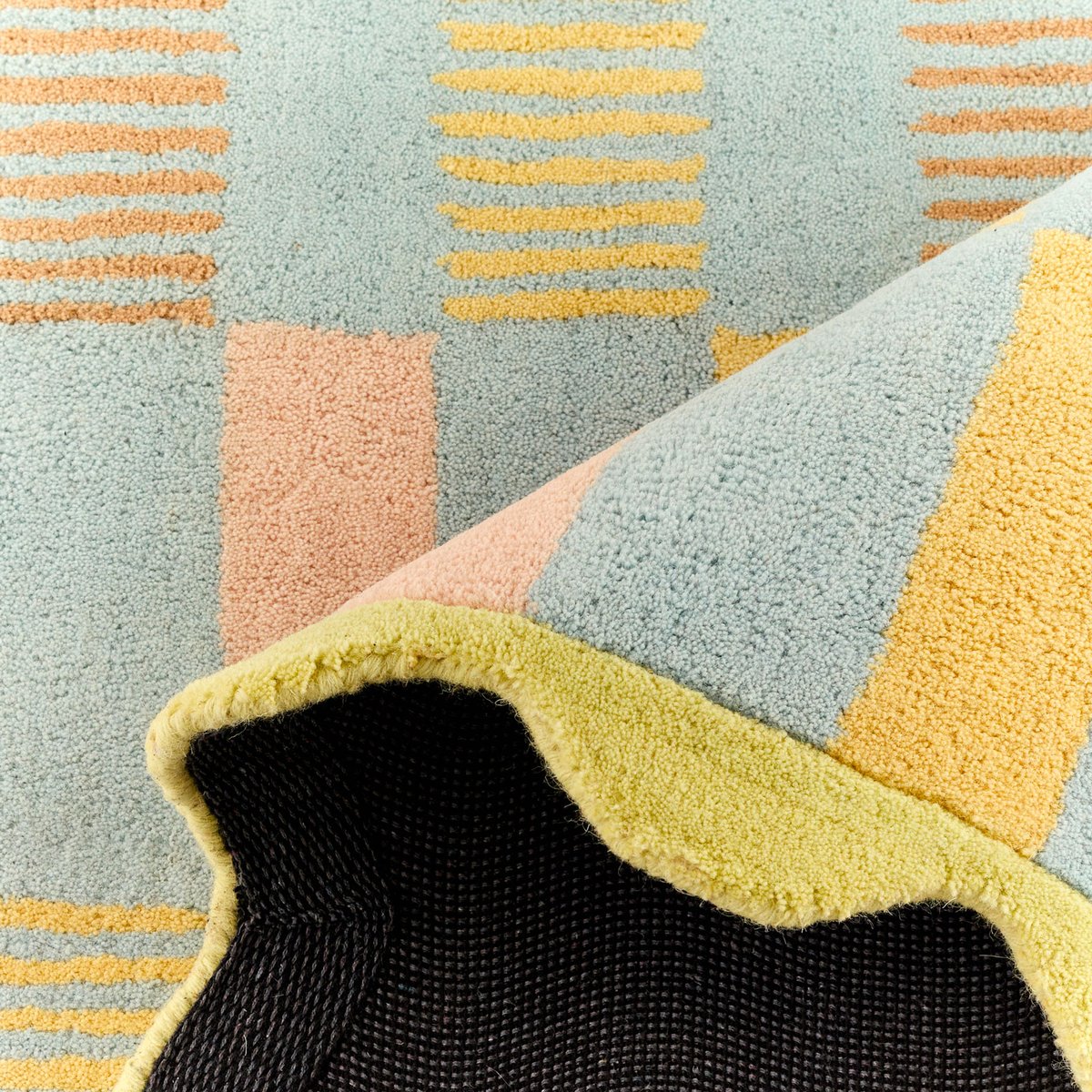 Tapis fait main en laine damier RAYON TENDRE multi, NAZAR RUGS X PANTONE