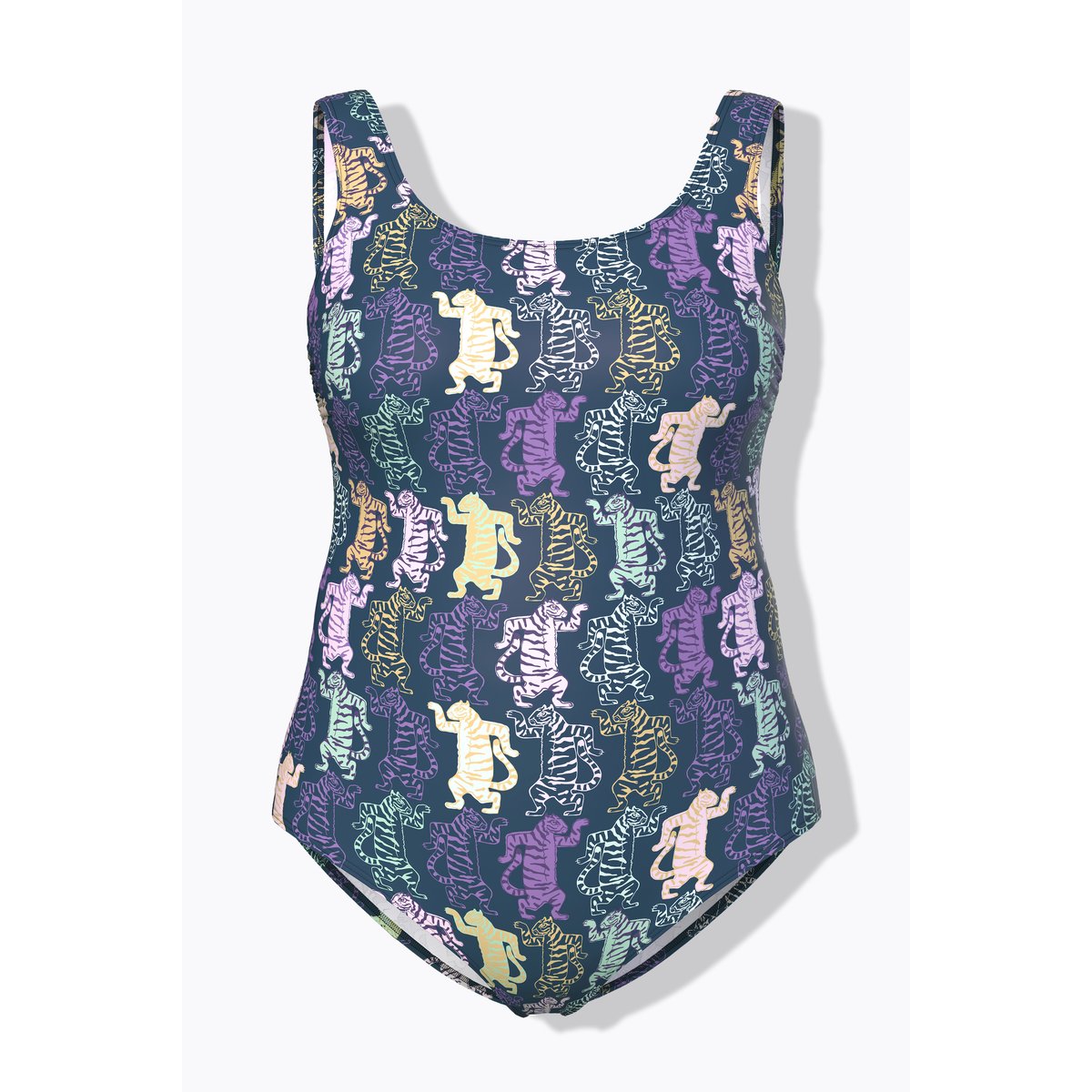 Maillot de bain sans bonnets souples. Motif pétrole foncé, ULLA POPKEN