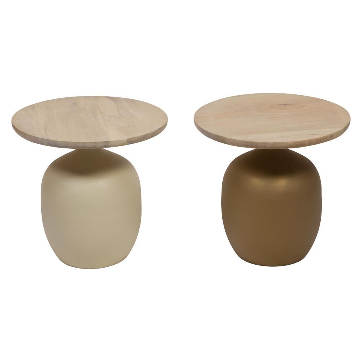 Bout de canapé rond olive en manguier et métal Ø45 cm Lidia multicolore, AMADEUS