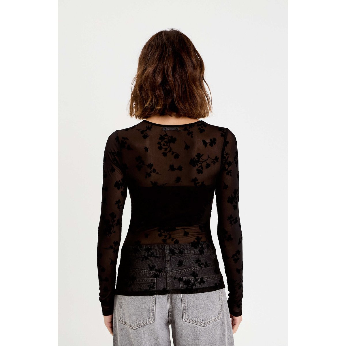 T-shirt ajusté manches longues noir, CACHE CACHE