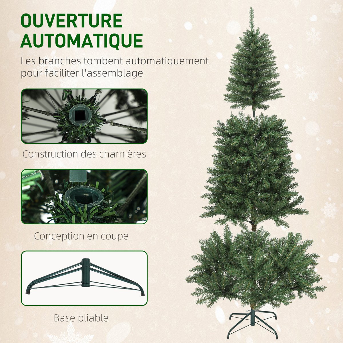 Sapin de Noël Plastique Vert vert, HOMCOM