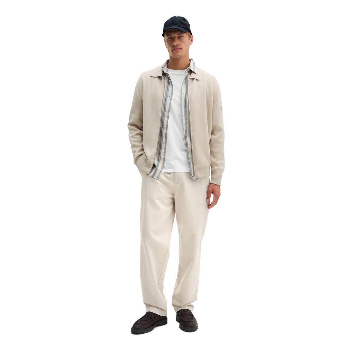 Cardigan coupe classique en coton biologique certifié gris, MARC O'POLO