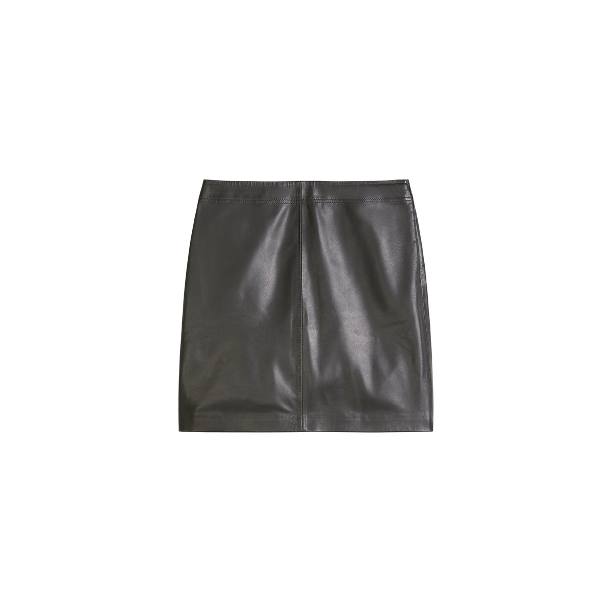 Mini-jupe en cuir évasée, style cache-cœur en cuir d'agneau nappa souple noir, MARC O'POLO
