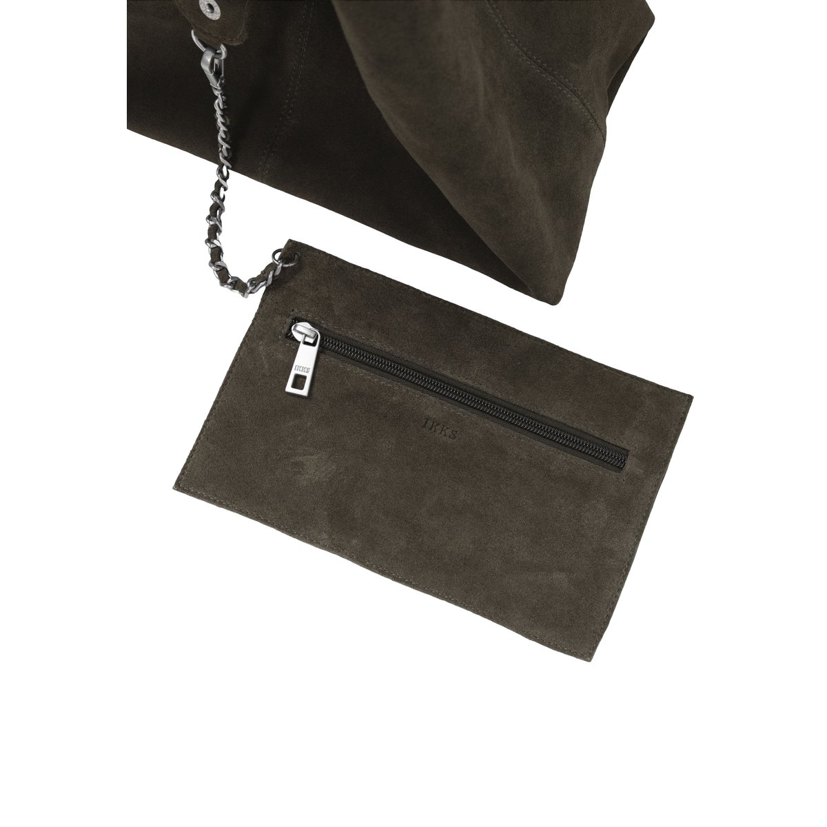 Sac à main cuir velours HOBO vert kaki, IKKS