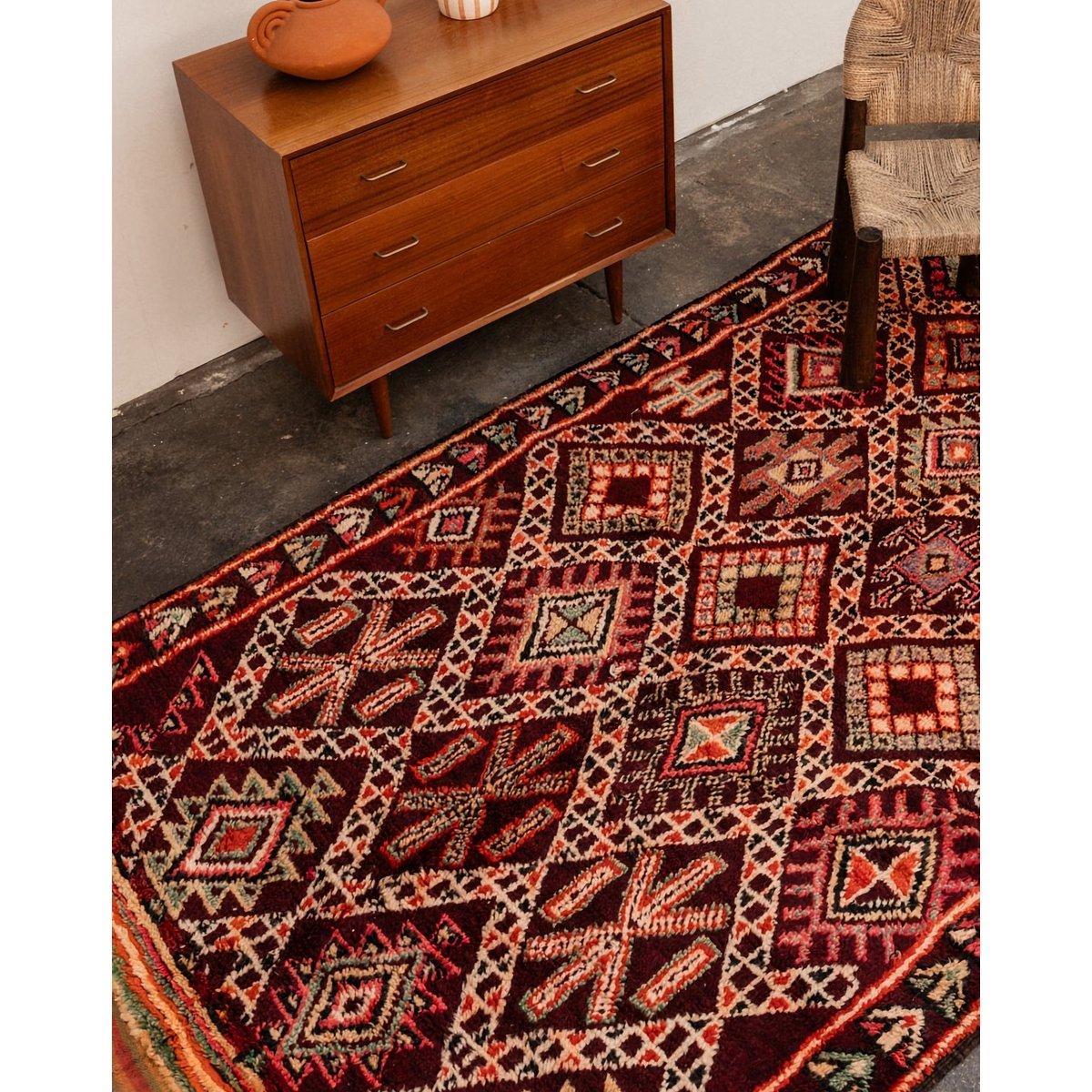 Tapis multicolore en laine Olivier N°16 - Bon état multicolore, DEBONGOUT
