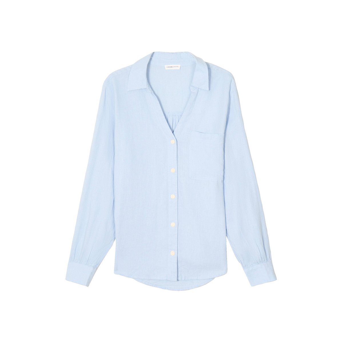 Chemise manches longues contenant du lin bleu pastel, CACHE CACHE