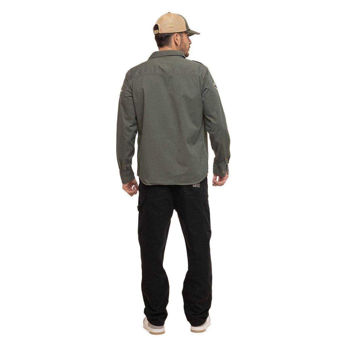Chemise en coton IVY kaki/noir/jaune, VON DUTCH
